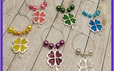 4 Leaf clover Wine Charms