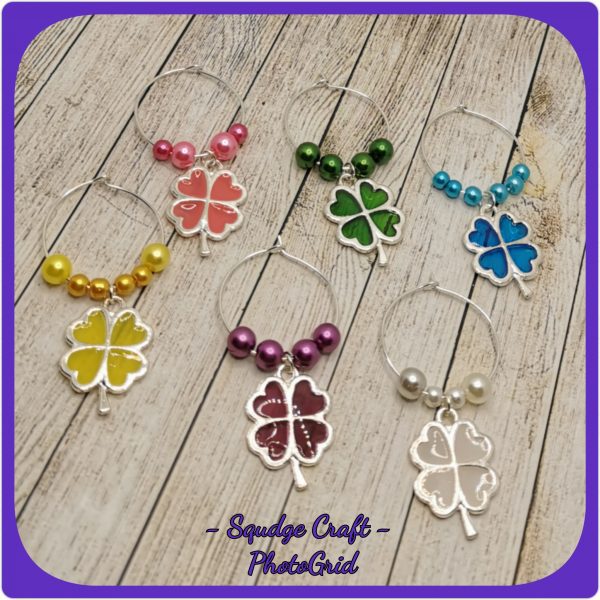 4 Leaf clover Wine Charms